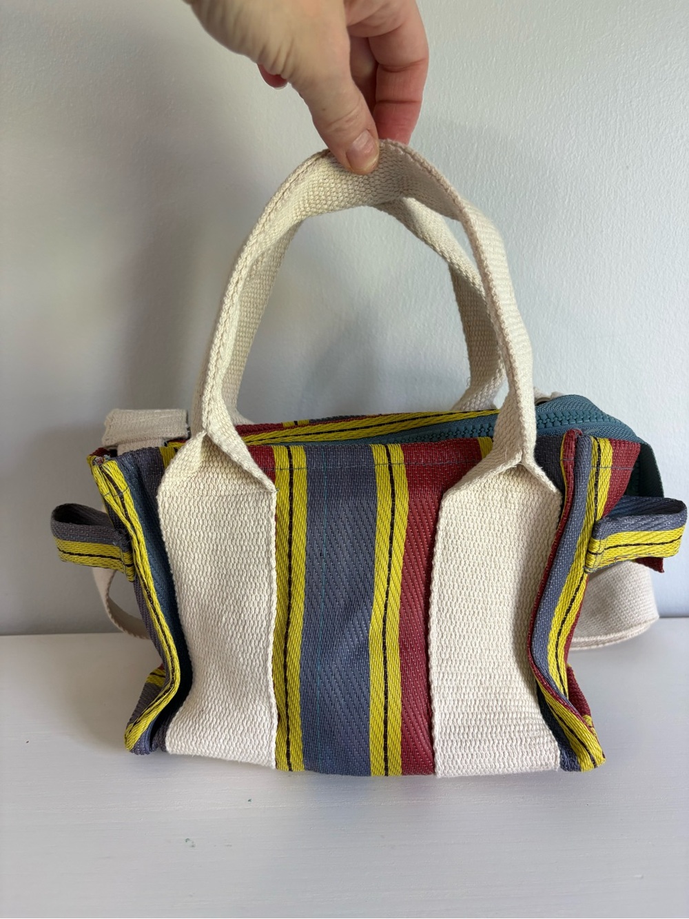Urban Outfitters BDG Serena Mesh Mini Tote Crossbody Bag Striped Indie Sleaze